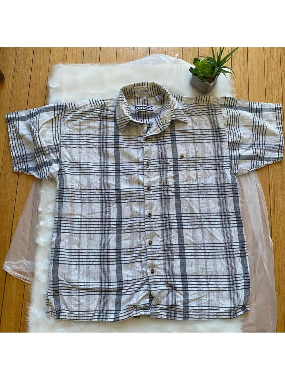 Koman Casual Plaid Shirt Size Large